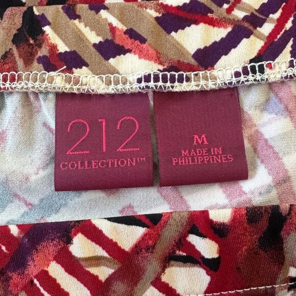 212 Collection Multicolored Tropical Print Lightweight Stretch Knee Length Skirt - Picture 8 of 10